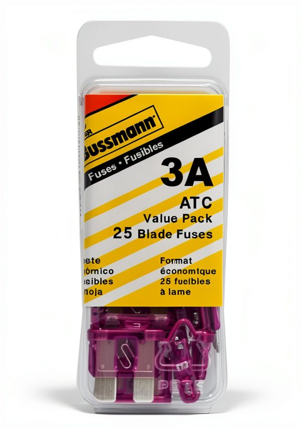 Bussmann ATC Blade Fuse VP/ATC-3-RP Violet 3A 32V Pack of 25-0