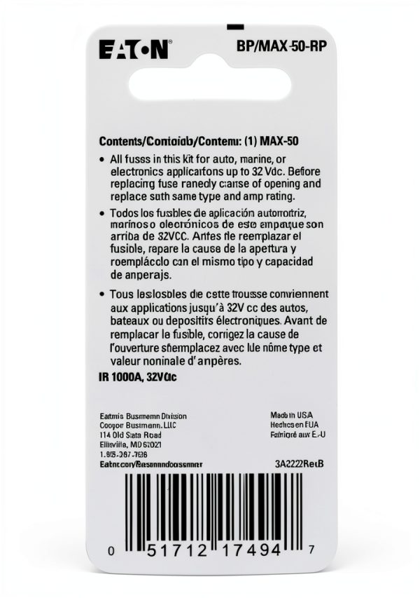 Bussmann BP/MAX-50 50 Amp Maxi Blade Fuse Surface Mount ABS-1