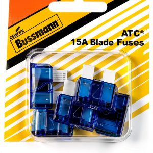 ATC Blade Fuse 15 Amp Bussmann Automotive 5 Pack Blue Card-0