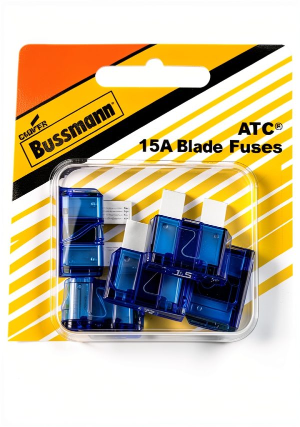 ATC Blade Fuse 15 Amp Bussmann Automotive 5 Pack Blue Card-0