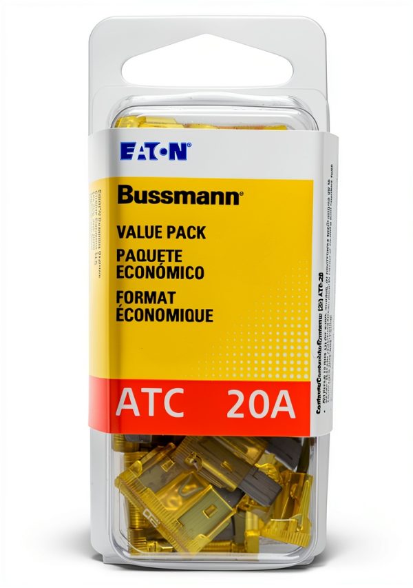 Bussmann ATC Blade Fuse 20A 32V Yellow Fast Acting Pack of 25-0